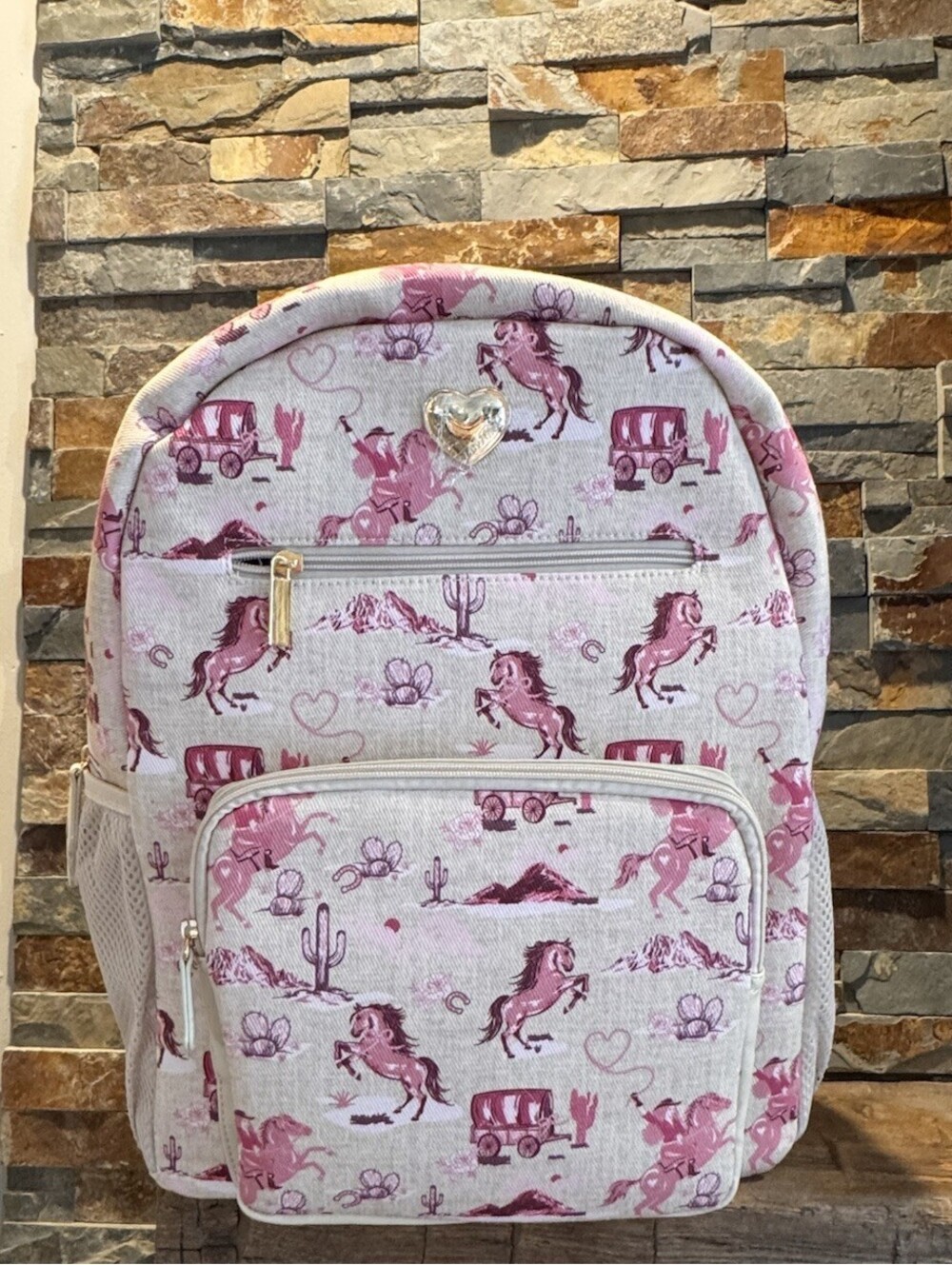 Betsey Johnson Backpack Pink Horse Cowgirl Western Horseshoe Full Size NEW